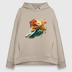 Толстовка оверсайз женская Необычные кеды, цвет: миндальный