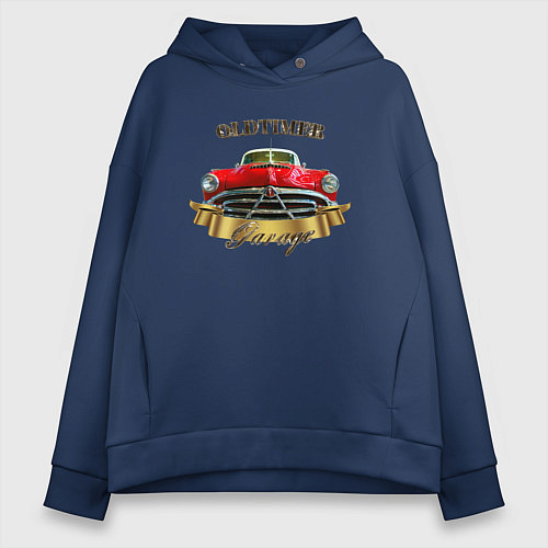 Женское худи оверсайз Классический автомобиль Hudson Hornet / Тёмно-синий – фото 1