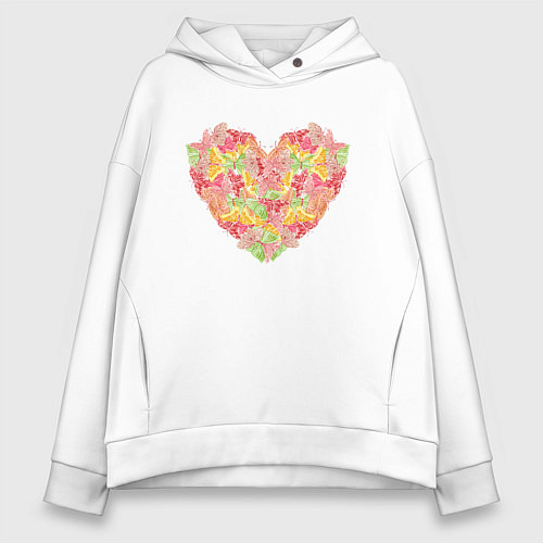 Женское худи оверсайз Нежное сердце бабочки / Белый – фото 1