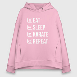 Толстовка оверсайз женская Еда сон карате повторять, цвет: светло-розовый