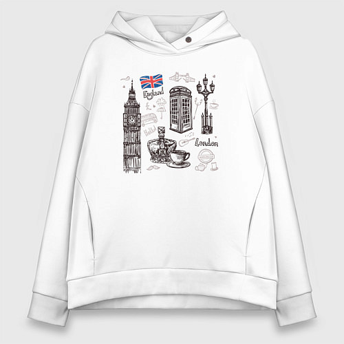 Женское худи оверсайз London city / Белый – фото 1