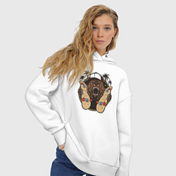 Толстовка оверсайз женская Медведь со скейтбордами, цвет: белый — фото 2