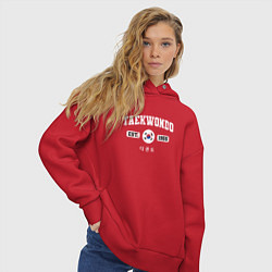 Толстовка оверсайз женская Тхэквондо varsity style, цвет: красный — фото 2