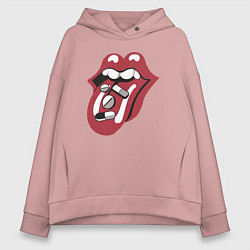 Толстовка оверсайз женская Rolling stones pills, цвет: пыльно-розовый