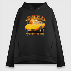 Толстовка оверсайз женская Американский маслкар Chevrolet Corvette Stingray, цвет: черный