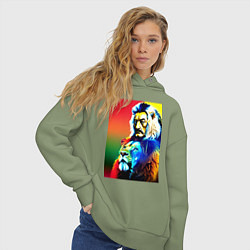 Толстовка оверсайз женская Salvador Dali and lion, цвет: авокадо — фото 2