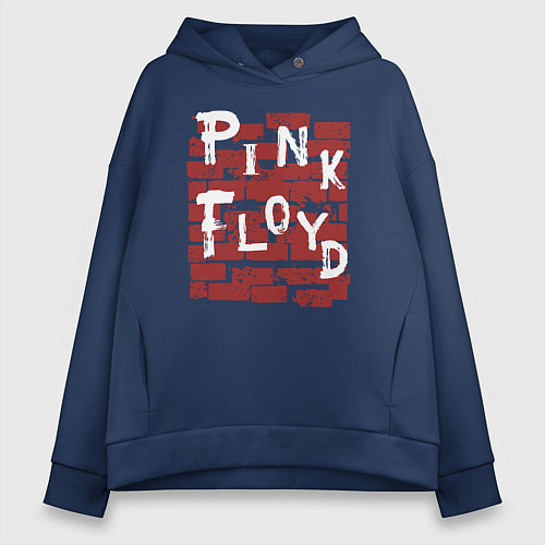 Женское худи оверсайз Рок музыка pink floyd стена / Тёмно-синий – фото 1