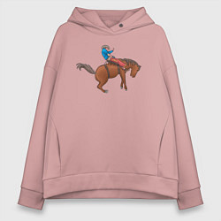 Толстовка оверсайз женская Наездник и конь вместе, цвет: пыльно-розовый