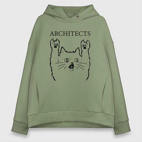 Женское худи оверсайз Architects - rock cat / Авокадо – фото 1