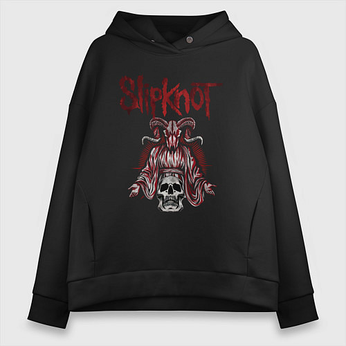 Женское худи оверсайз Slipknot рогатый череп / Черный – фото 1