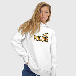 Толстовка оверсайз женская Россия: в стиле хохлома, цвет: белый — фото 2