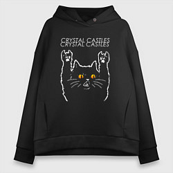 Толстовка оверсайз женская Crystal Castles rock cat, цвет: черный