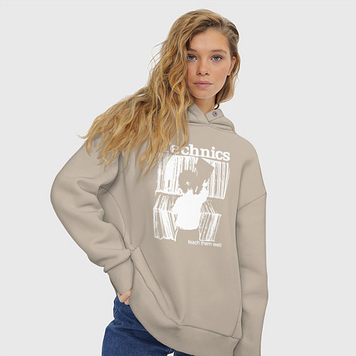 Женское худи оверсайз Tichnics music / Миндальный – фото 3