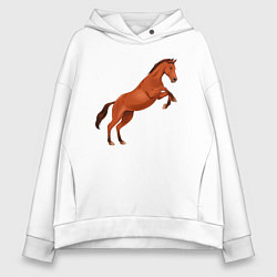 Толстовка оверсайз женская Англо-арабская лошадь, цвет: белый