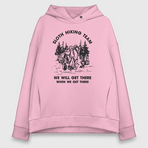 Женское худи оверсайз Поход ленивый с ленивцем / Светло-розовый – фото 1