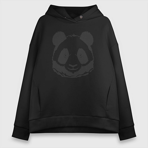 Женское худи оверсайз Панда бамбуковый медведь / Черный – фото 1