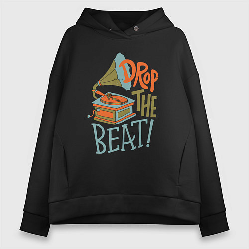 Женское худи оверсайз Drop the beat / Черный – фото 1