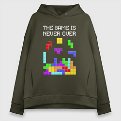 Толстовка оверсайз женская Tetris - the game is never over, цвет: хаки