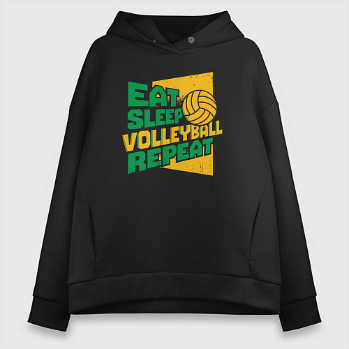 Женское худи оверсайз Eat sleep volleyball / Черный – фото 1