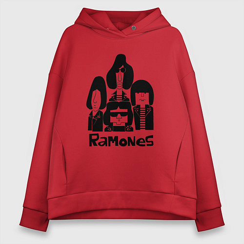 Женское худи оверсайз Ramones панк рок группа / Красный – фото 1