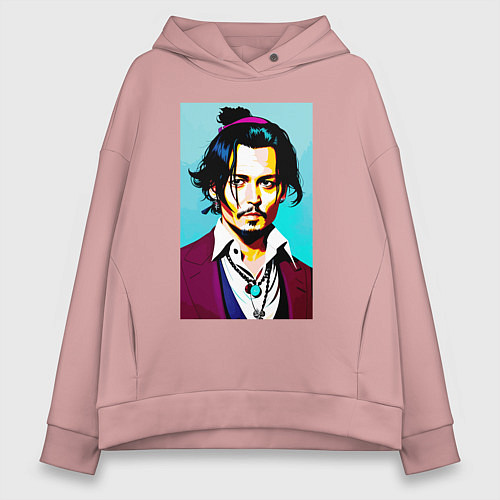 Женское худи оверсайз Johnny Depp - Japan style / Пыльно-розовый – фото 1