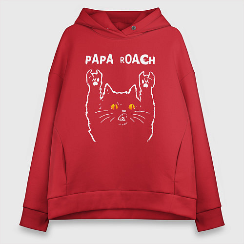 Женское худи оверсайз Papa Roach rock cat / Красный – фото 1