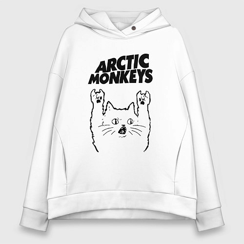 Женское худи оверсайз Arctic Monkeys - rock cat / Белый – фото 1