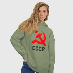 Толстовка оверсайз женская СССР стиль, цвет: авокадо — фото 2