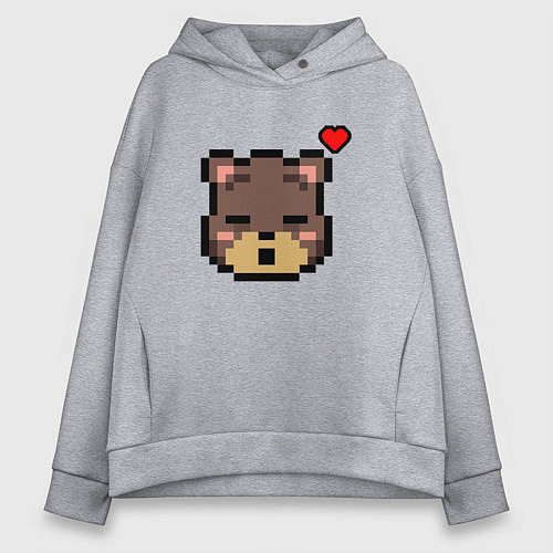 Женское худи оверсайз Пиксельный мишка / Меланж – фото 1