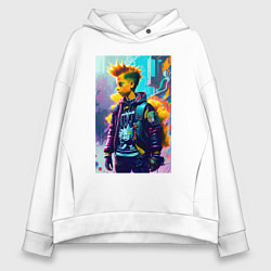 Толстовка оверсайз женская Барт Симпсон - городская фантазия, цвет: белый