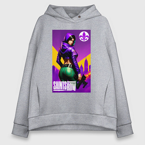 Женское худи оверсайз Saints Row - fantasy character - cool girl / Меланж – фото 1