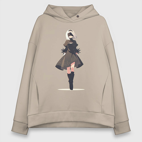 Женское худи оверсайз Скромная девушка Nier: Automata / Миндальный – фото 1