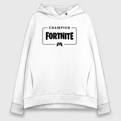 Толстовка оверсайз женская Fortnite gaming champion: рамка с лого и джойстико, цвет: белый