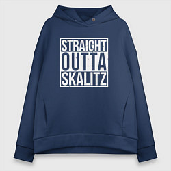 Толстовка оверсайз женская Straight outta Skalitz, цвет: тёмно-синий