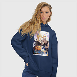 Толстовка оверсайз женская Lumine and Paimon halloween, цвет: тёмно-синий — фото 2