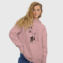 Толстовка оверсайз женская Милый во франксе - line, цвет: пыльно-розовый — фото 2