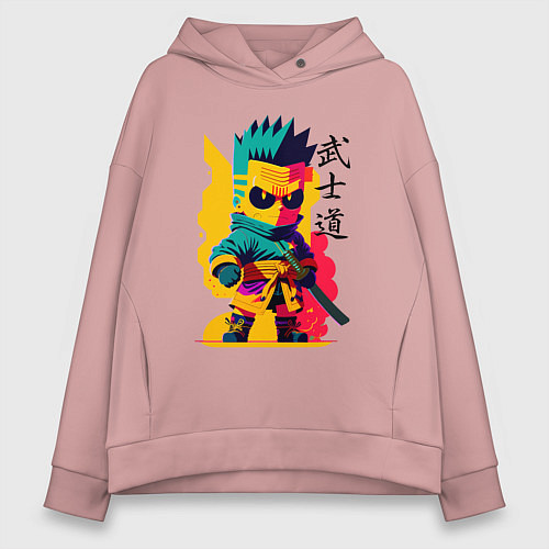 Женское худи оверсайз Bart Simpson - samurai - bushido / Пыльно-розовый – фото 1