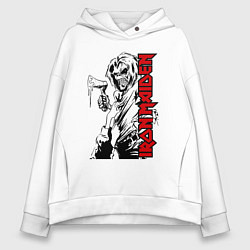 Толстовка оверсайз женская Iron maiden fans, цвет: белый
