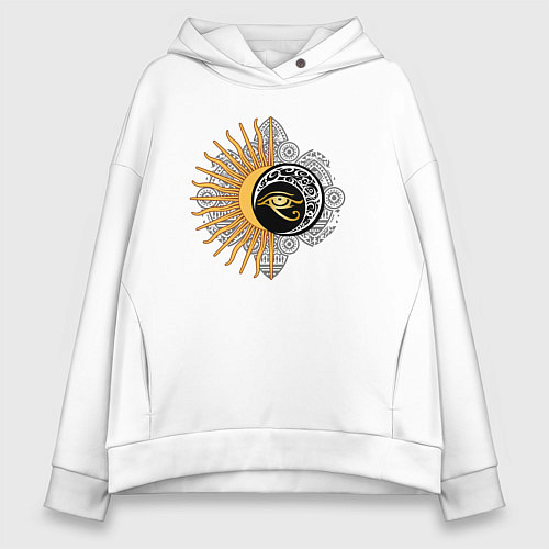 Женское худи оверсайз С солнцем и луной / Белый – фото 1