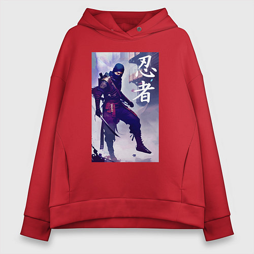 Женское худи оверсайз Ниндзя - бесстрашный воин - Япония / Красный – фото 1