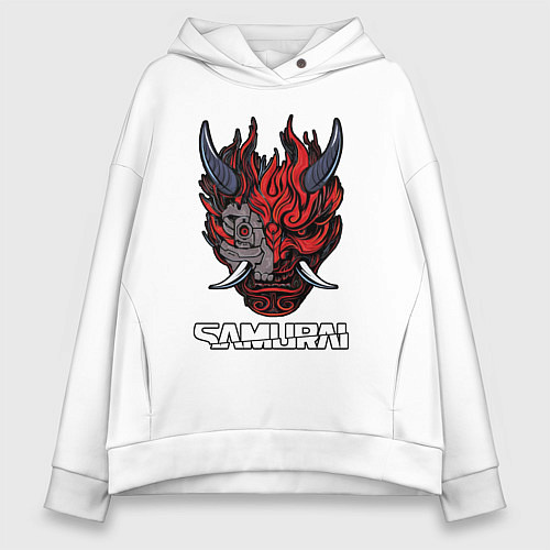 Женское худи оверсайз Samurai logo / Белый – фото 1