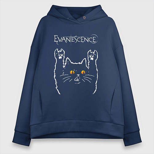 Женское худи оверсайз Evanescence rock cat / Тёмно-синий – фото 1