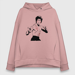 Толстовка оверсайз женская Брюс Ли в крови, цвет: пыльно-розовый