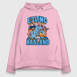 Толстовка оверсайз женская Эрлинг Холанд Манчестер Сити 9, цвет: светло-розовый
