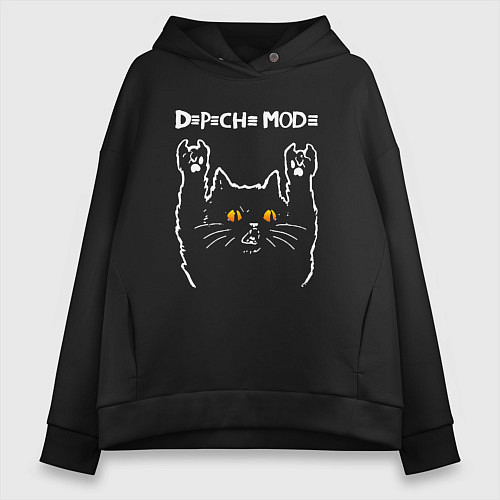 Женское худи оверсайз Depeche Mode rock cat / Черный – фото 1