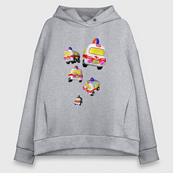 Толстовка оверсайз женская Машинки скорой помощи, цвет: меланж