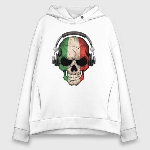 Женское худи оверсайз Italy skull music / Белый – фото 1