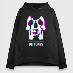 Толстовка оверсайз женская Deftones glitch rock, цвет: черный