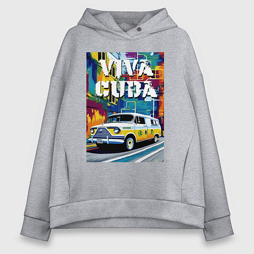 Женское худи оверсайз Viva Cuba - car - retro / Меланж – фото 1