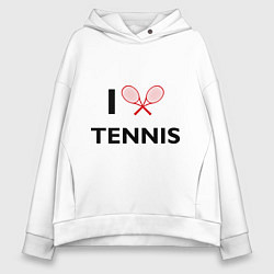 Толстовка оверсайз женская I Love Tennis, цвет: белый